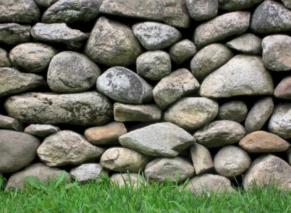 石头, 草, 墙上