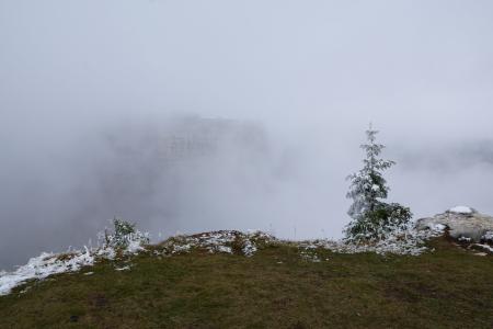 creux 渡面包车, 山脉, 深渊, 瑞士, 悬崖, 雾, 白色