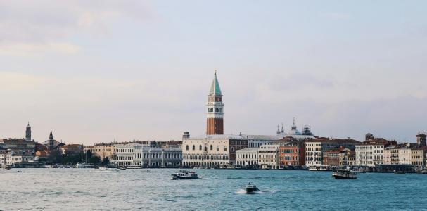 意大利, 威尼斯, 著名, 城市, 环礁湖, 水, 天际线