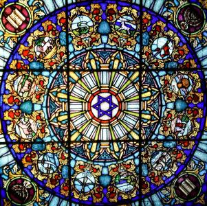 vitrage, 彩色玻璃, 教会的窗口, 星级, 大卫之星, 建筑, 信心