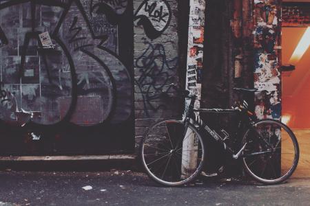 自行车, 自行车, 涂鸦, 公共, 墙上, 艺术, 壁画