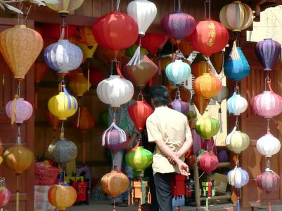 越南, 海安, 颜色, 显示, 市场, 中国的灯笼