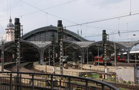 火车站, gleise, 线条, 交通, 科隆, 桅杆, 平台