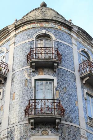 葡萄牙, 里斯本, 新葡京, 建筑, 平铺, 墙上, 阳台