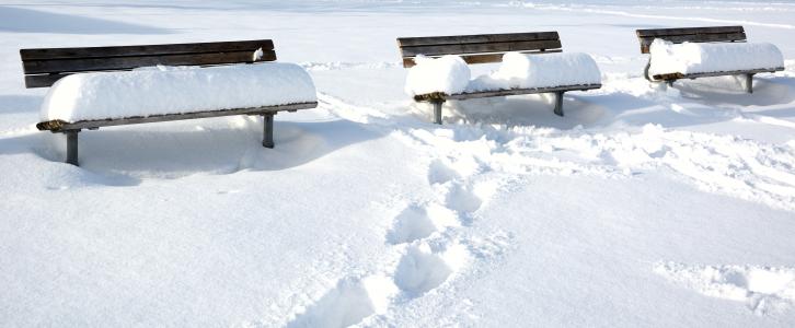 冬天, 雪, 板凳, 座位, 银行, 寒冷, 大雪封门