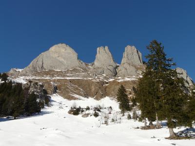 山脉, 雪, 冬天, 景观, alpstein, 地块
