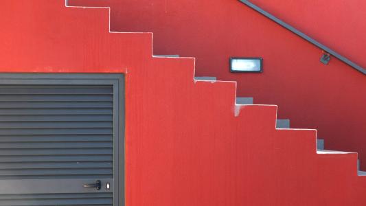 步骤, 红色, 现代, 建筑, 建筑外观, 建筑的结构, 城市生活