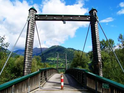 桥在德拉瓦河, 鹅卵石桥, 建设, 山脉, vista, 全景, 景观
