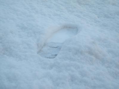 足迹, 鞋子, 脚, 白色, 雪, 感冒, 和平