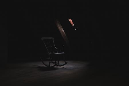 棕色, 木制, 摇椅, 椅子, 房子, 黑暗, 房间