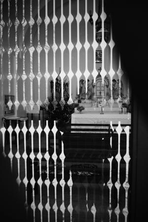 教堂, 祭坛, 玻璃, 反思, 照片, 黑色和白色
