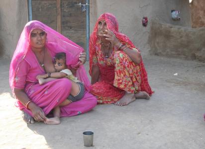 妇女, 母乳喂养, 拉贾斯坦邦, 母亲, 儿童, 印度, 印度文化