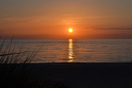 日落, 海, 傍晚的天空, abendstimmung, 海滩, 波罗地海