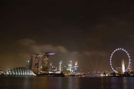 新加坡, singaporeflyer, marinabaysands, 景观, 晚上, 光, 建设
