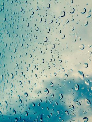 下降, 水滴, 水, 下着雨, 蓝色