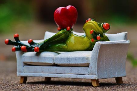 青蛙, 爱, 沙发, 心, 图, 有趣, 可爱