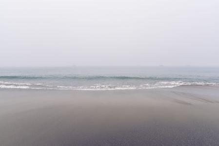 海滩, 有雾, 地平线, 海洋, 沙子, 海, 海景
