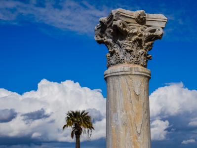 塞浦路斯, kourion, 古代, 网站, 列, 科林斯柱式, 天空