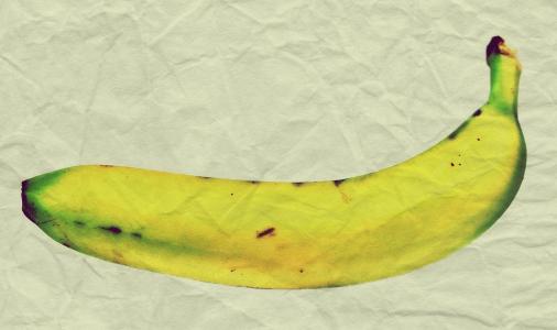 香蕉, 纸张, 面纱, 弄皱, 水果, 黄色, 食品