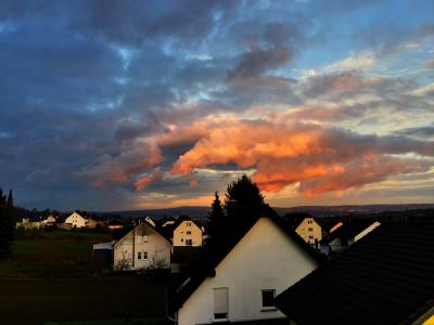 日出, 村庄, 科布伦茨, 德国, 早上, 夏季, 视图
