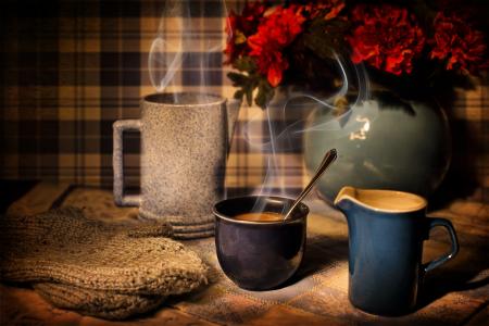 咖啡, 冬天, 温暖, 舒适的, 杯, 饮料, 热