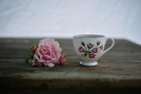 咖啡, 杯, 饮料, 植物区系, 花, 热, 杯子