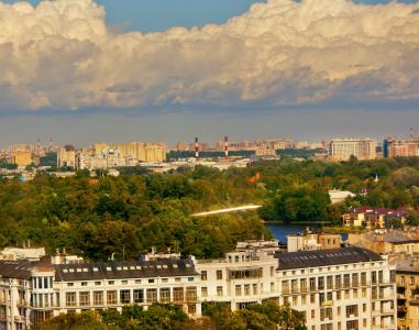城市, 白天, 建筑, 屋顶, 夏季, 树木, 俄罗斯圣彼得堡