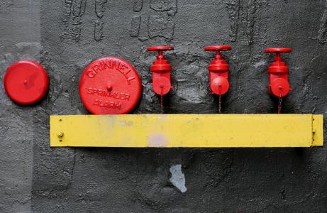报警, 消防, 消火栓, 红色, 自动喷水灭火, 墙上