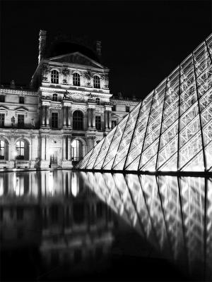 博物馆, 金字塔, 光, 反思, 历史建筑, 建设, 黑色和白色
