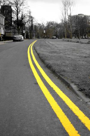黄色, 线条, 道路, 限制, 不准停车, 报警, 通知