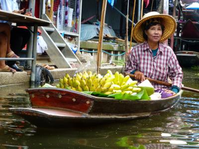 泰国, 蕉, 市场, 浮动, 供应商, 小船, 亚洲