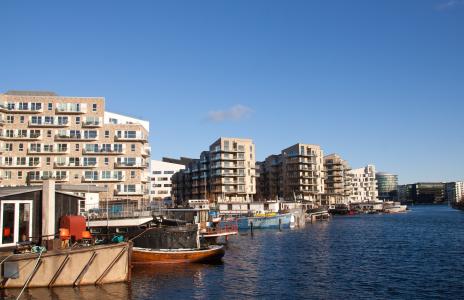 公寓, 房屋, 哥本哈根, 丹麦, 海港, 运河, 小船