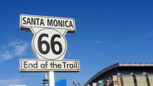 66 号公路, 圣莫尼卡, 美国, 信号, 海报, 道路, 公路