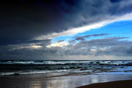 海, 云彩, 天空, 闪电云, 蓝蓝的天空, 石头, 潮