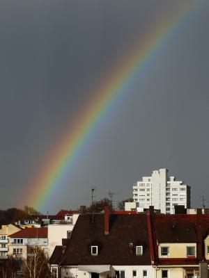 彩虹, 天气现象, 天空, 雨, 城市, 家园, 彩虹的颜色