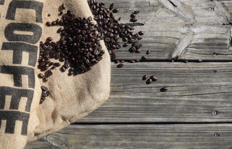 咖啡, 豆子, 特浓咖啡, 烤, 咖啡因, 麻布, 木材