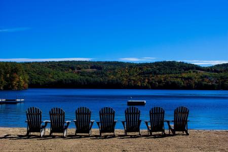 海滩, 湖, 椅子, 天空, 蓝色, 安详, 自然
