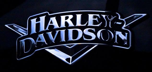 哈雷 · 戴维森, 徽标, 摩托车, 闪亮, 金属, 黑色, 铬