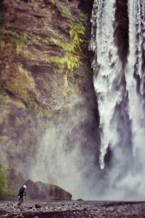 瀑布, 一个人, 美琪大, gullfoss, 冰岛, 人, 旅行
