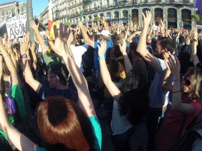 示范, 人, 广场, 太阳, 马德里