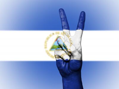 尼加拉瓜, 和平, 手, 国家, 背景, 旗帜, 颜色