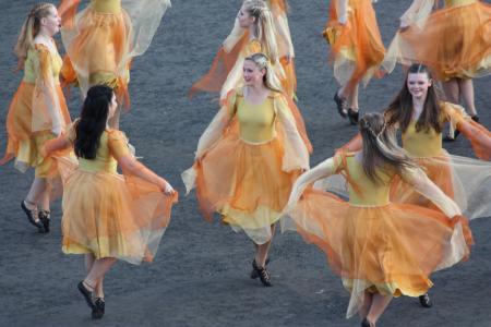 女孩, 妇女, 舞者, 连衣裙, 黄色, 娱乐, 女性