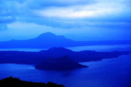 蓝色背景, 水, 放松, 山脉, 湖, 蓝色, 背景