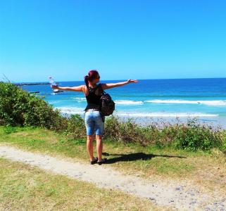 海滩, 阳光, 户外, 女孩, 海岸, 海岸, 澳大利亚