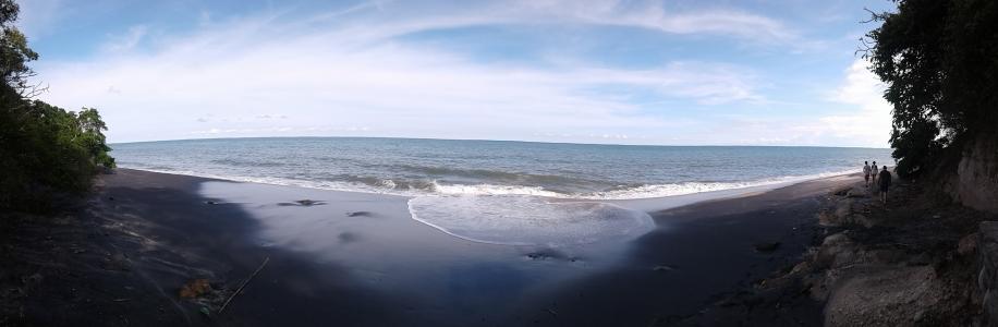 海滩, 黑色, 沙子, 太阳, 海, 波, 和平