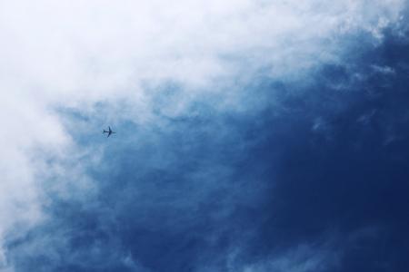 天空, 深圳, 飞机, 蓝蓝的天空和洁白的云朵