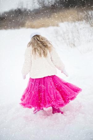 女孩, 小女孩, 雪, 图图, 粉红色芭蕾舞短裙, 冬天, 户外