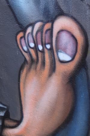 脚趾, 涂鸦, 街头艺术, 柏林, 德国, 墙上, 戏剧