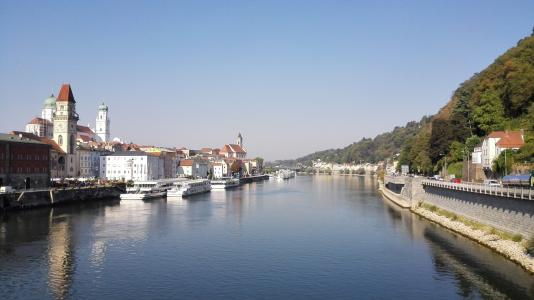 城市, 河, 帕绍, 巴伐利亚, 从历史上看, 水, 夏季