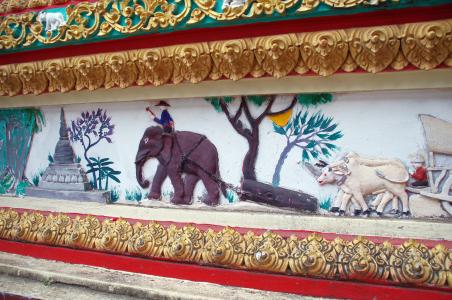 老挝, 万象, 马赛克, 壁画, 字符, 故事, 寺